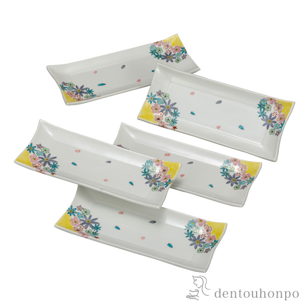 【送料無料】皿揃 花盛 8号 5枚セット≪在庫確認後、通常即日で出荷≫ ( 和食器セット お皿 揃える 食器 和食 九谷焼 )