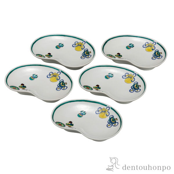 【送料無料】皿揃 宝づくし 5.8号 5枚セット≪在庫確認後、通常即日で出荷≫ ( 和食器セット お皿 揃える 食器 和食 九谷焼 )