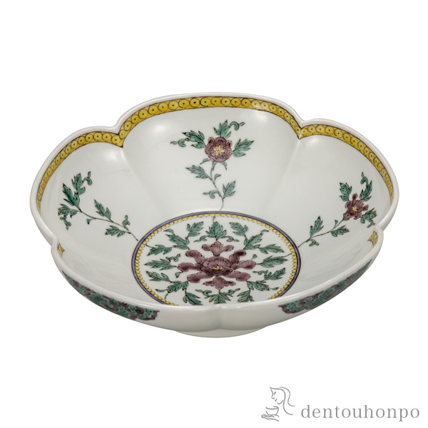 【送料無料】鉢 色絵牡丹図 7号≪在庫確認後、通常即日で出荷≫ ( 和食 セット おつまみ 朝食 煮物 九谷焼 )