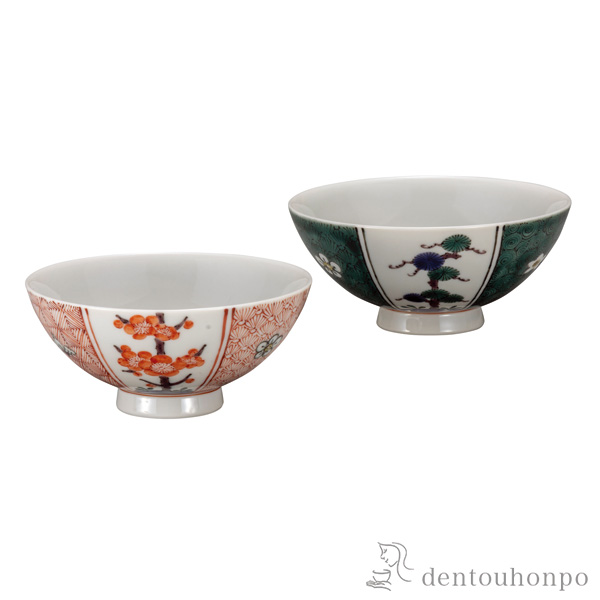 【送料無料】組飯碗 割取松竹梅≪注文後に商品取り寄せ、後日納期連絡致します≫ ( 退職祝い 定年 ギフト プレゼント ご飯茶碗 結婚祝い おすすめ 九谷焼 )