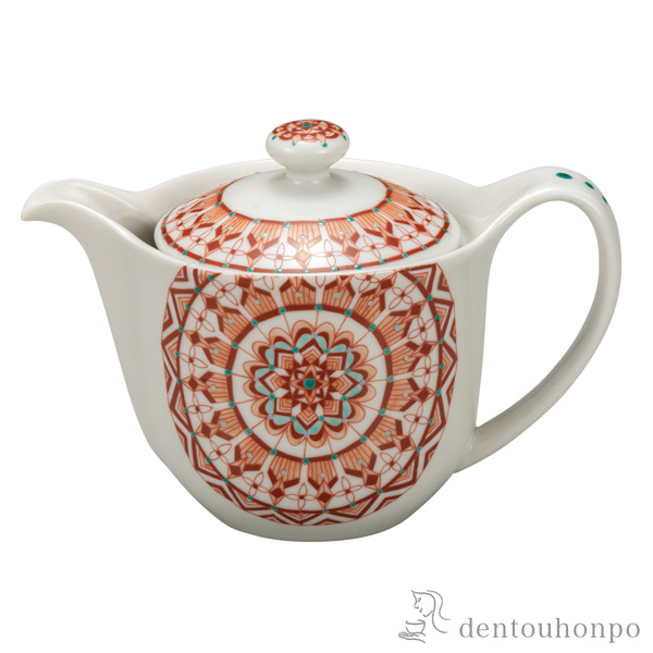 ポット急須 赤絵丸紋 茶こし網付き≪在庫確認後、通常即日で出荷≫ ( ティーポット お茶 セット 日本茶 おすすめ 九谷焼 )