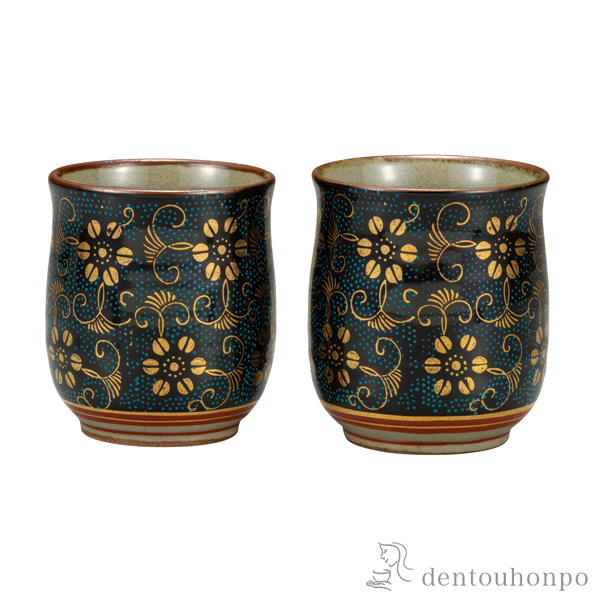 組湯呑 青粒鉄仙 ペア≪在庫確認後、通常即日で出荷≫ ( 湯呑み 湯のみ セット 湯飲み おすすめ セット 九谷焼 )