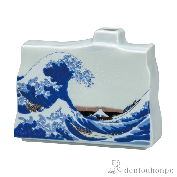 【送料無料】一輪生 北斎神奈川沖浪裏 5号≪在庫確認後、通常即日で出荷≫ ( 木札名入れ有料 花瓶 おしゃれ 花器 フラワーベース おすすめ 九谷焼 )