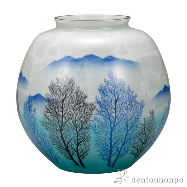 【送料無料】花瓶 銀彩木立 10号≪在庫確認後、通常即日で出荷≫ ( 木箱名入れ有料 木札名入れ有料 花器 大きい フラワーベース 大きな 置物 九谷焼 )