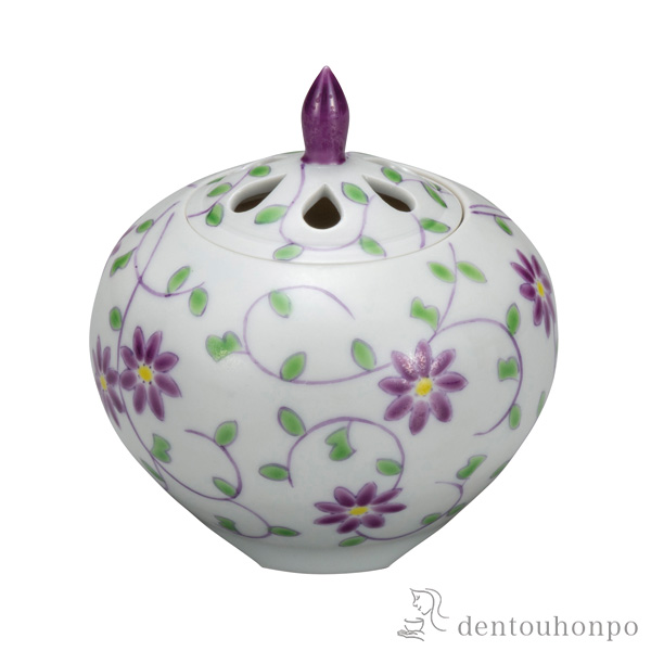 【送料無料】香炉 花唐草文 3.3号≪在庫確認後、通常即日で出荷≫ ( 木箱名入れ有料 お香 線香 リラックス 仏具 人気 九谷焼 )