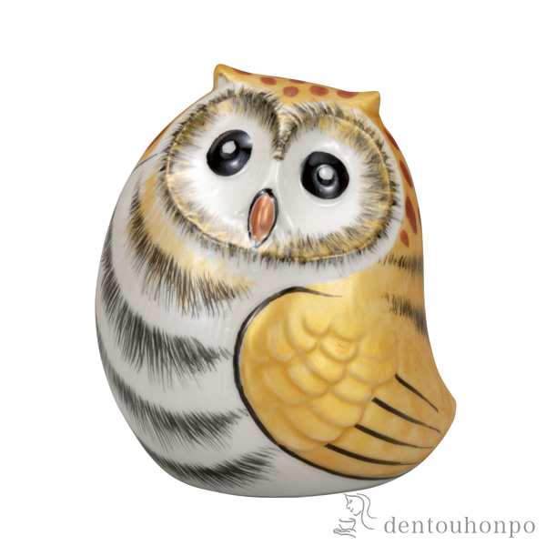 【送料無料】ふくろう 金彩 2.5号≪在庫確認後、通常即日で出荷≫ ( 木札名入れ有料 フクロウ 置物 玄関 風水 小物 九谷焼 )