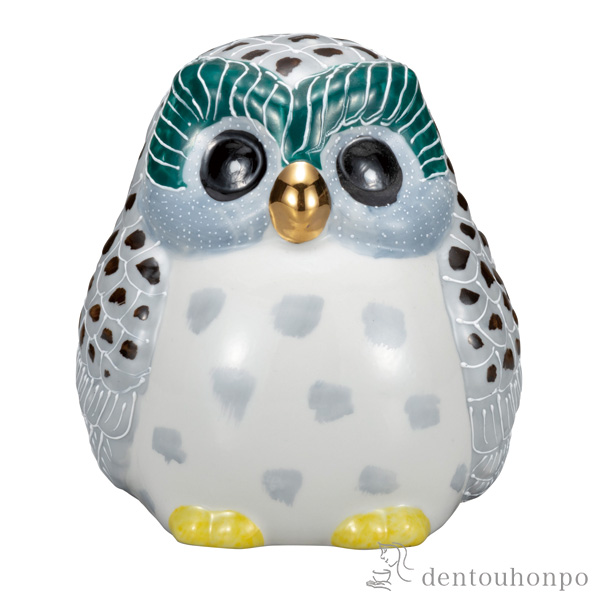 【送料無料】ふくろう グレー盛 4号≪在庫確認後、通常即日で出荷≫ ( 木札名入れ有料 フクロウ 置物 玄関 風水 小物 九谷焼 )