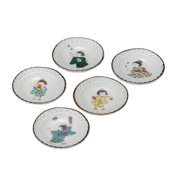 【送料無料】皿揃 わらべ 3.2号≪在庫確認後、通常即日で出荷≫ ( 和食器セット お皿 揃える 食器 和食 九谷焼 )