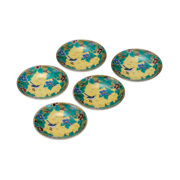 皿揃 吉田屋椿に鳥 3.2号≪在庫確認後、通常即日で出荷≫ ( 和食器セット お皿 揃える 食器 和食 九谷焼 )