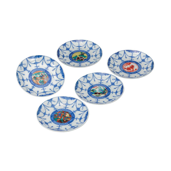 皿揃 時代絵 5.2号≪在庫確認後、通常即日で出荷≫ ( 和食器セット お皿 揃える 食器 和食 九谷焼 )