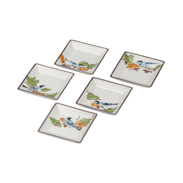 皿揃 ぶどうに鳥 3号≪在庫確認後、通常即日で出荷≫ ( 和食器セット お皿 揃える 食器 和食 九谷焼 )