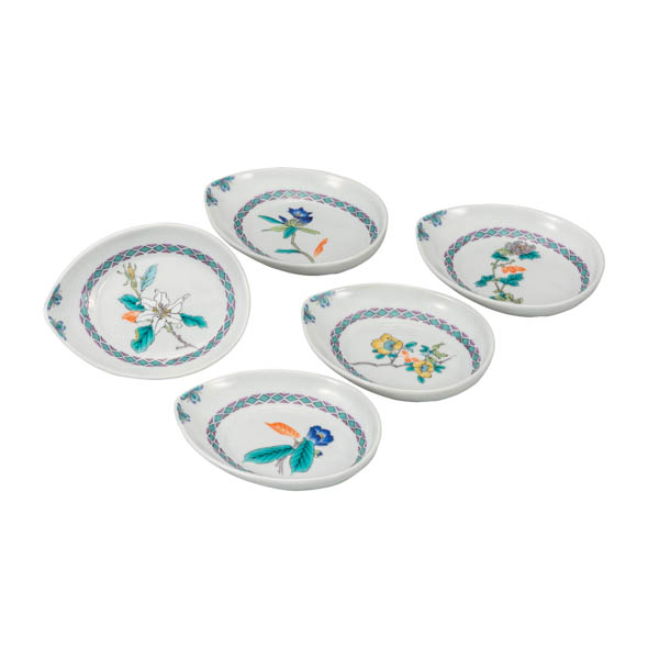 皿揃 草花絵変り 4.8号≪在庫確認後、通常即日で出荷≫ ( 和食器セット お皿 揃える 食器 和食 九谷焼 )