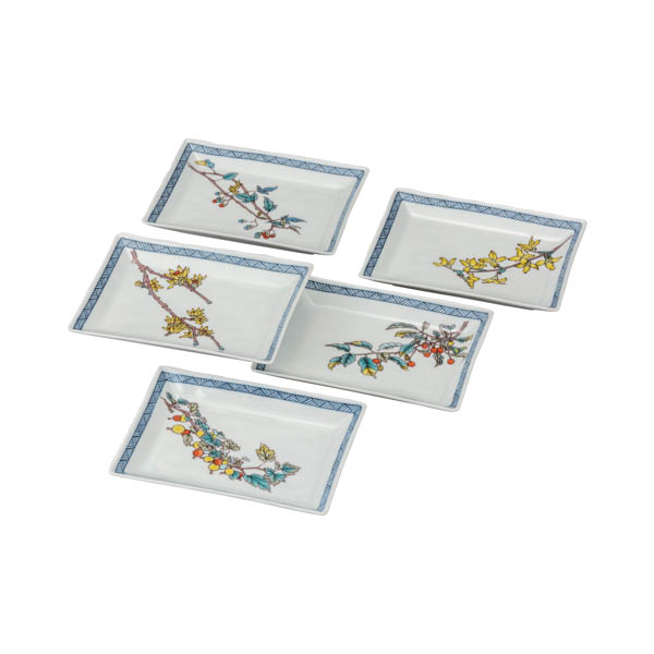 【送料無料】皿揃 果実絵変り 5.8号≪在庫確認後、通常即日で出荷≫ ( 和食器セット お皿 揃える 食器 和食 九谷焼 )