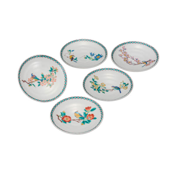 【送料無料】皿揃 花鳥絵変り 5.2号≪在庫確認後、通常即日で出荷≫ ( 和食器セット お皿 揃える 食器 和食 九谷焼 )