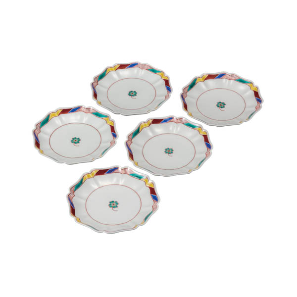 【送料無料】皿揃 四つ葉のクローバー 5.5号≪在庫確認後、通常即日で出荷≫ ( 和食器セット お皿 揃える 食器 和食 九谷焼 )