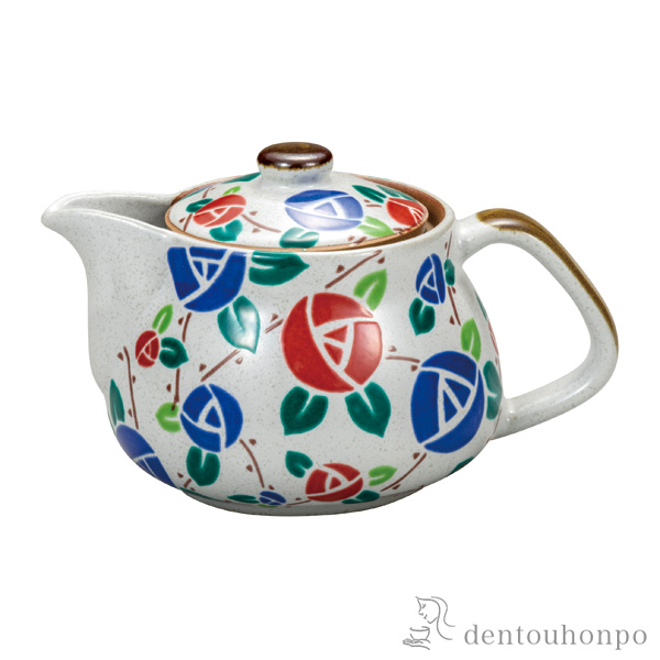 ポット急須 ミニバラ 網付≪在庫確認後、通常即日で出荷≫ ( ティーポット お茶 煎茶 日本茶 おすすめ 九谷焼 )