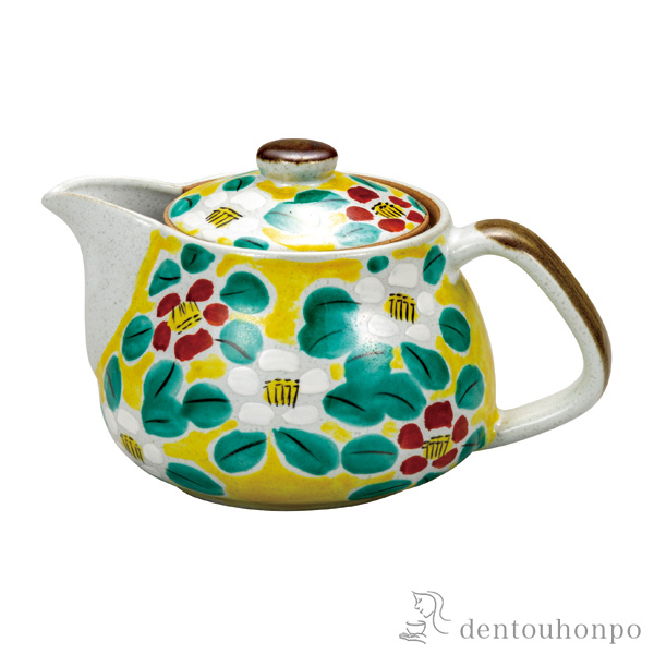 ポット急須 花模様 網付≪在庫確認後、通常即日で出荷≫ ( ティーポット お茶 煎茶 日本茶 おすすめ 九谷焼 )