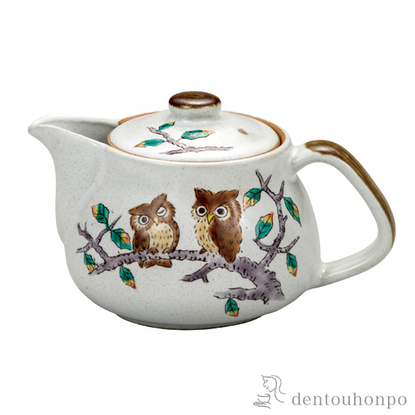 ポット急須 ふくろう 網付≪注文後に商品取り寄せ、後日納期連絡致します≫ ( 退職祝い 定年 ティーポット お茶 煎茶 日本茶 おすすめ 九谷焼 )