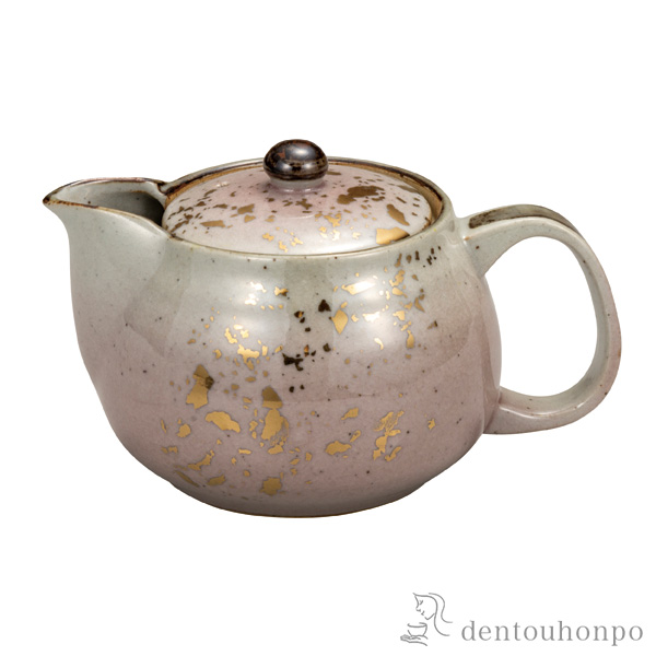 ポット急須 赤釉金ちらし 網付≪在庫確認後、通常即日で出荷≫ ( 退職祝い 定年 ティーポット お茶 煎茶 日本茶 おすすめ 九谷焼 )