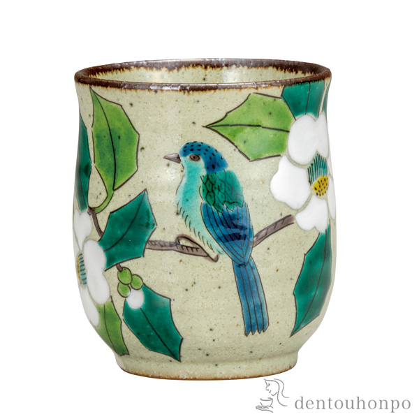 湯呑 白椿に鳥≪1ヶ月程で出荷予定≫ ( 湯のみ ゆのみ 湯飲み カップ プレゼント 九谷焼 )