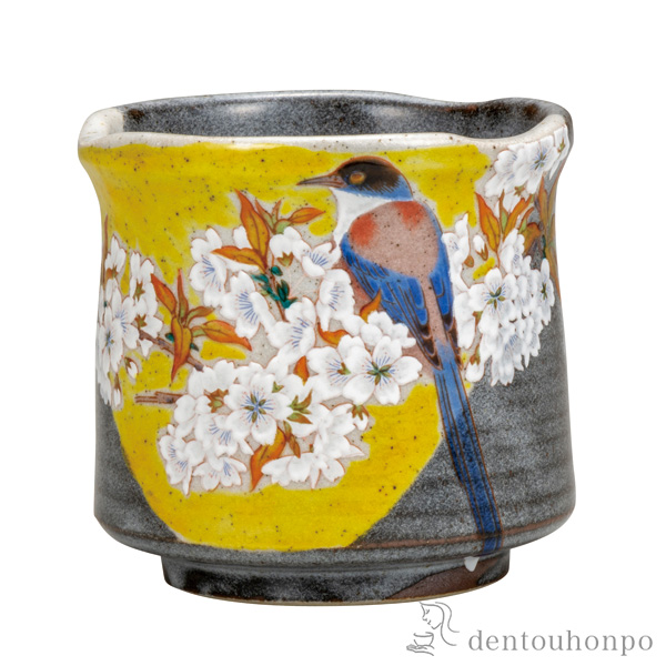 【送料無料】大湯呑 吉田屋山桜に鳥≪注文後に商品取り寄せ、後日納期連絡致します≫ ( 退職祝い 定年 湯のみ ゆのみ 湯飲み カップ プレゼント 九谷焼 )