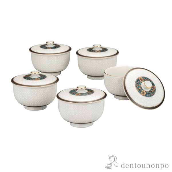 【送料無料】蓋付汲出揃 白七宝≪在庫確認後、通常即日で出荷≫ ( 退職祝い 定年 茶器セット 急須 湯呑み 日本茶 中国茶 九谷焼 )