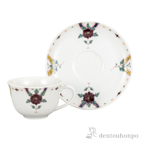 【送料無料】カップ＆ソーサー 牡丹文≪在庫確認後、通常即日で出荷≫ ( セット ソーサー ティーカップ 美味しい おすすめ 九谷焼 )