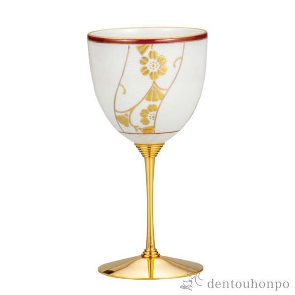 【送料無料】ワインカップ 本金捻白粒鉄仙文≪在庫確認後、通常即日で出荷≫ ( ワインカップ 酒器 日本酒 冷酒 人気 九谷焼 )