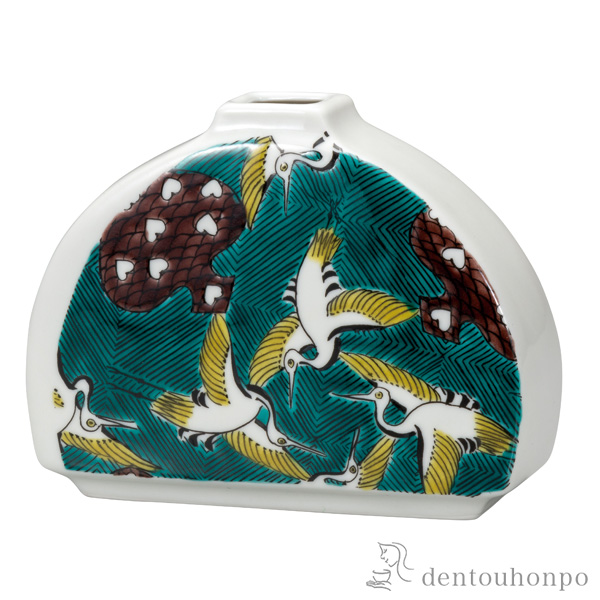 一輪生 古九谷風かるた 5号≪在庫確認後、通常即日で出荷≫ ( 木札名入れ有料 花瓶 おしゃれ 花器 フラワーベース おすすめ 九谷焼 )