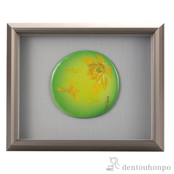 【送料無料】陶額 金箔花鳥≪在庫確認後、通常即日で出荷≫ ( 置物 額飾り 陶板 陶板画 法人 九谷焼 )