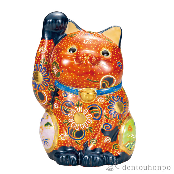 【送料無料】招き猫 茶盛 7号≪在庫確認後、通常即日で出荷※5／7以降≫ ( 木札名入れ有料 初任給 プレゼント 母の日 置物 幸運 開運 まねきねこ 風水 九谷焼 )