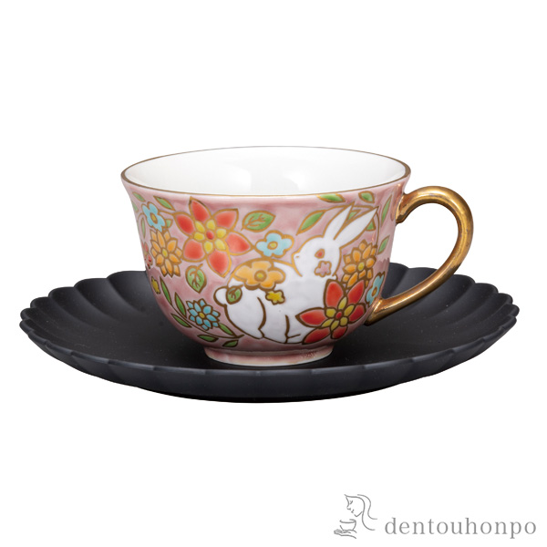 【送料無料】カップ＆ソーサー 白兎 ソーサー山中漆器≪在庫確認後、通常即日で出荷≫ ( セット ソーサー ティーカップ 美味しい おすすめ 九谷焼 )