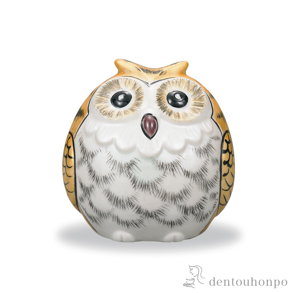丸梟 金釉彩 2.8号≪注文後に商品取り寄せ、後日納期連絡致します≫ ( 退職祝い 定年 フクロウ 置物 玄関 風水 小物 九谷焼 )