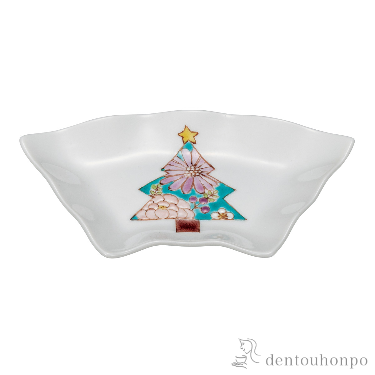 皿 クリスマス 色絵 遊 4.5号≪在庫確認後、通常即日で出荷≫ ( プレート 醤油皿 豆皿 和食 洋食 九谷焼 )