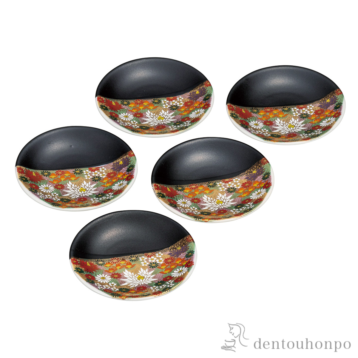 【送料無料】皿揃 金花詰 4号≪在庫確認後、通常即日で出荷≫ ( プレート 醤油皿 豆皿 和食 洋食 九谷焼 )