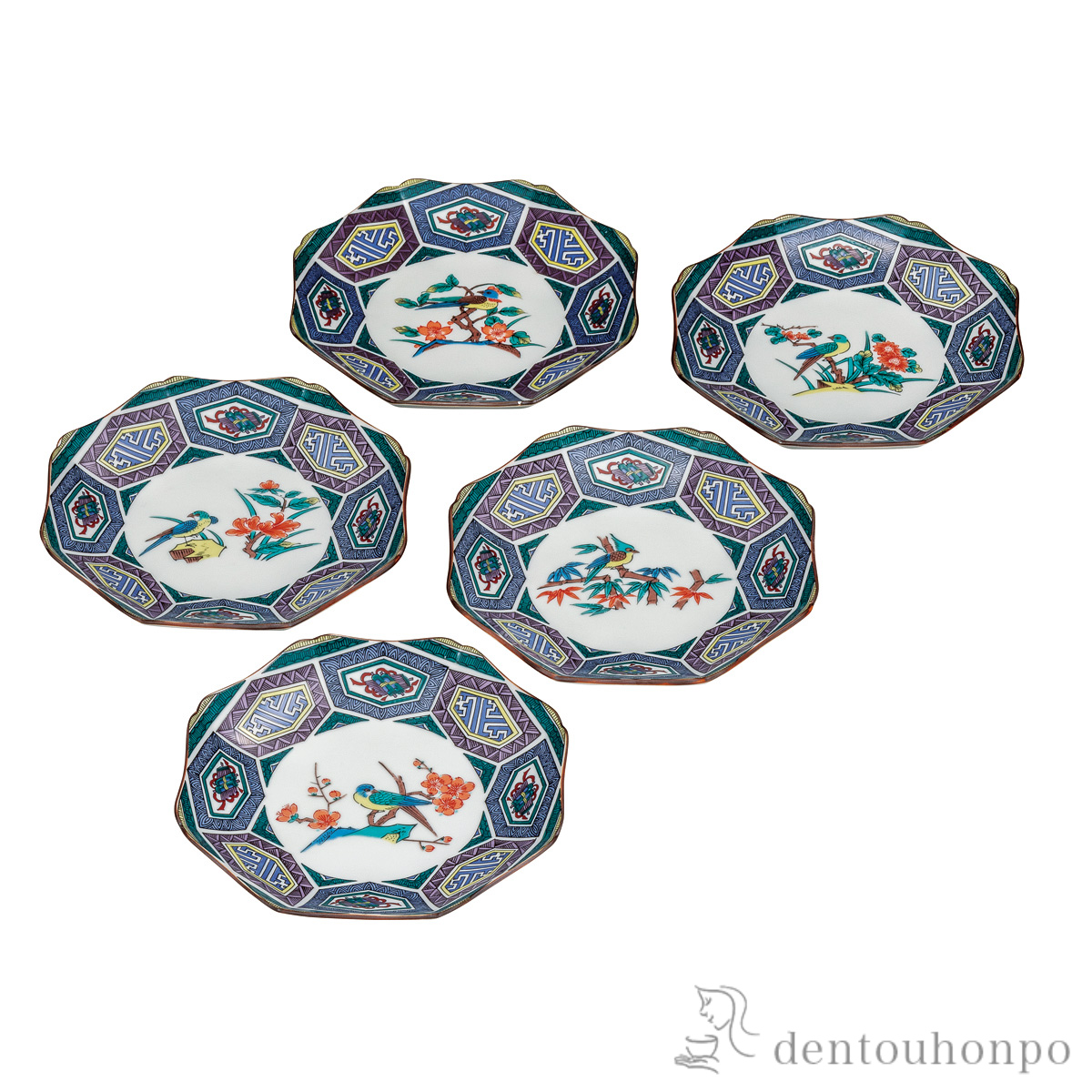 【送料無料】皿揃 古九谷絵変り花鳥 6号≪在庫確認後、通常即日で出荷≫ ( プレート おつまみ 料理 和食 洋食 九谷焼 )