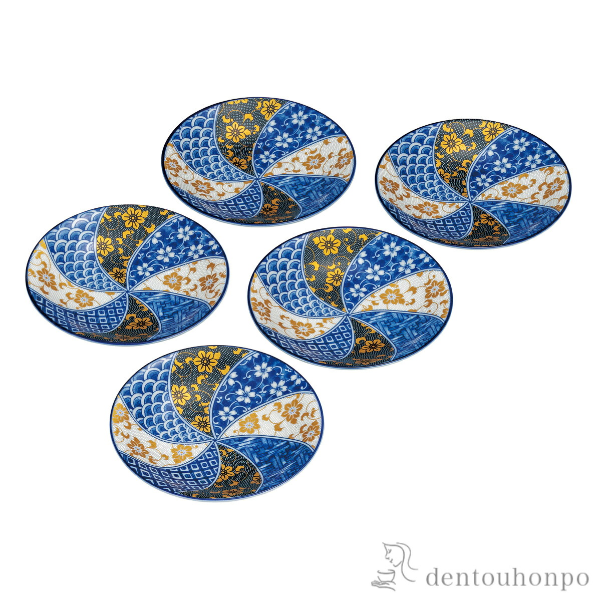 【送料無料】皿揃 鉄仙文 5.2号≪在庫確認後、通常即日で出荷≫ ( プレート 醤油皿 豆皿 和食 洋食 九谷焼 )