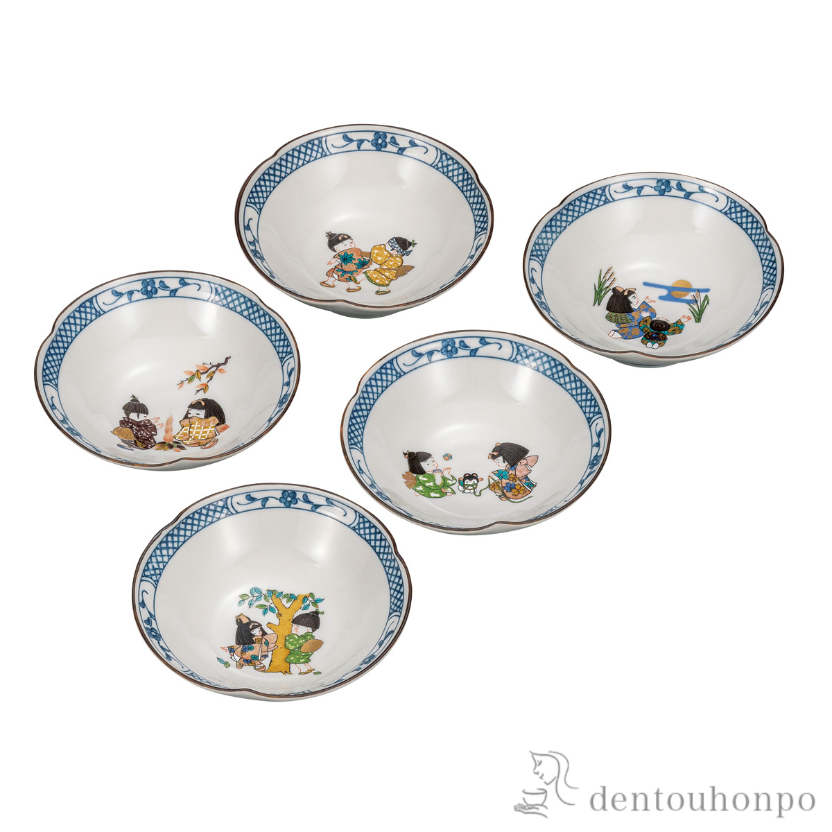 【送料無料】小鉢揃 わらべ 4.5号≪在庫確認後、通常即日で出荷≫ ( 和食 食器 おつまみ 朝食 料理 九谷焼 )