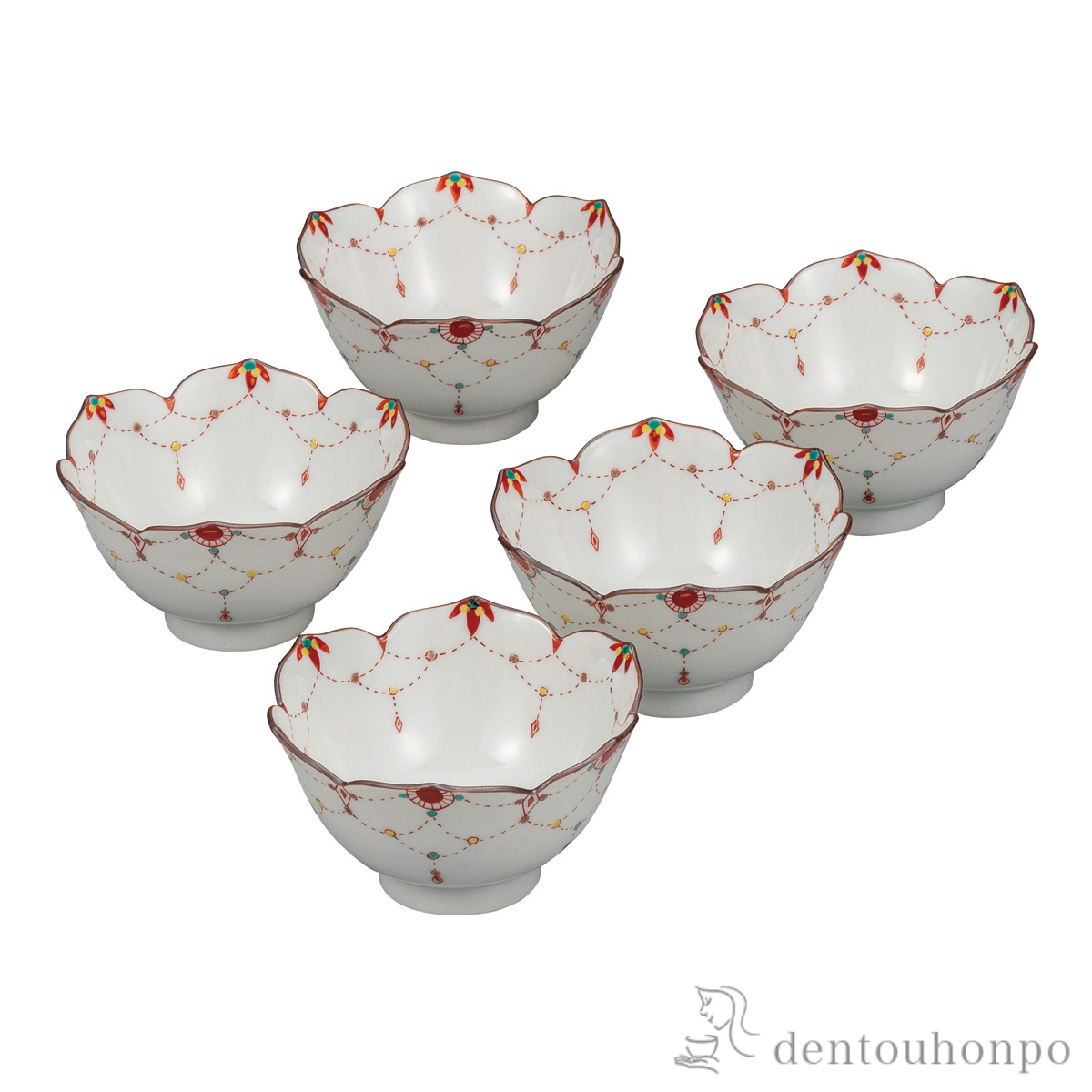 【送料無料】小鉢揃 瓔珞文 3.2号≪在庫確認後、通常即日で出荷≫ ( 和食 食器 おつまみ 朝食 料理 九谷焼 )