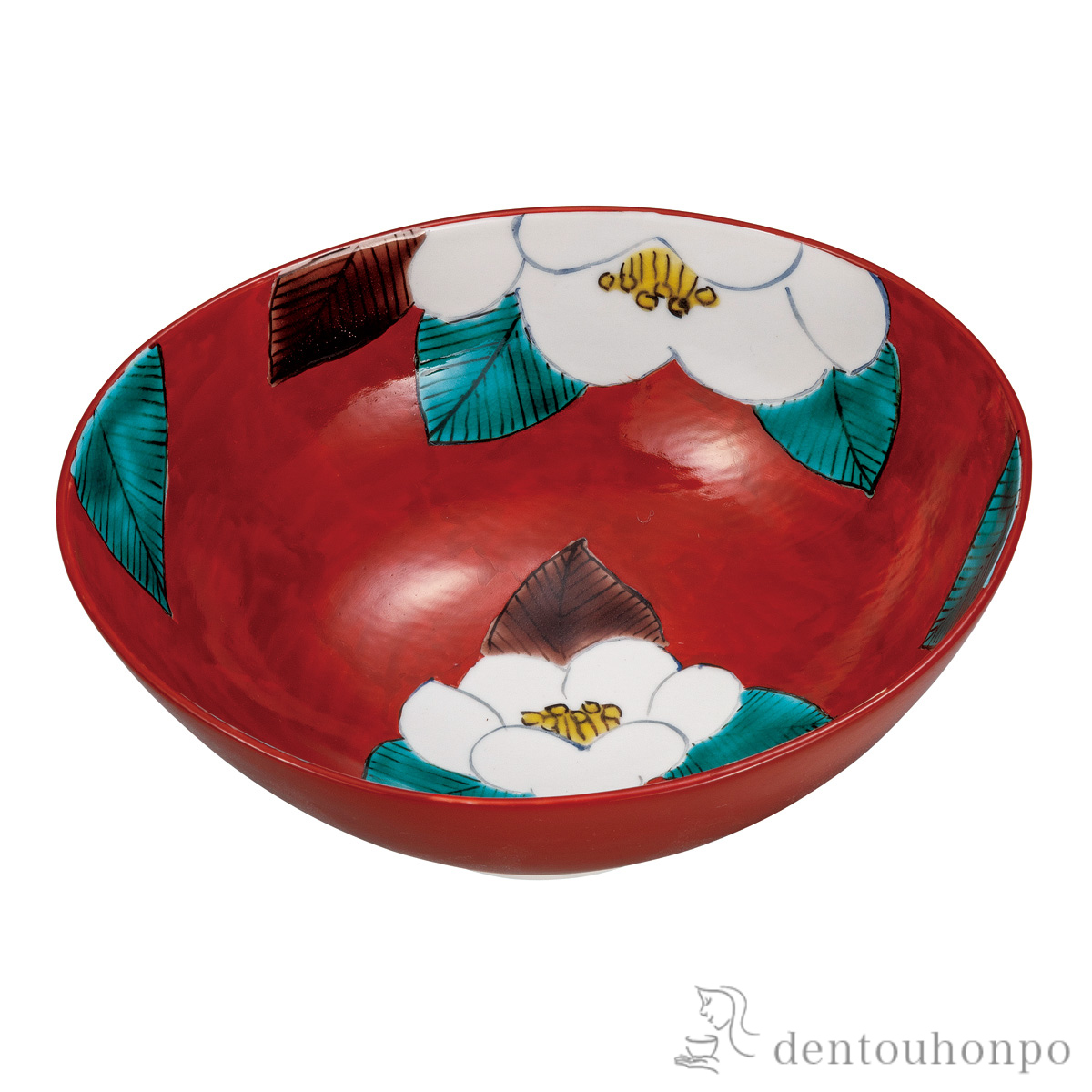 【送料無料】鉢 朱地椿 6.5号≪在庫確認後、通常即日で出荷≫ ( 和食 食器 おつまみ 朝食 煮物 九谷焼 )