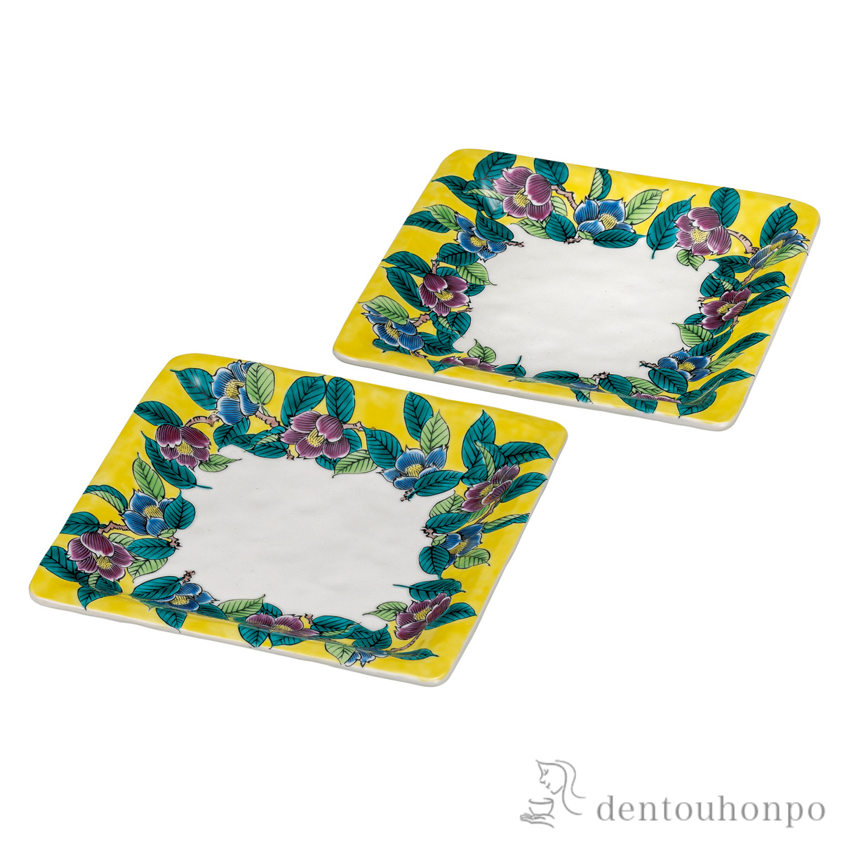 【送料無料】ペア皿 吉田屋椿 6号≪在庫確認後、通常即日で出荷≫ ( プレート おつまみ 料理 和食 洋食 九谷焼 )