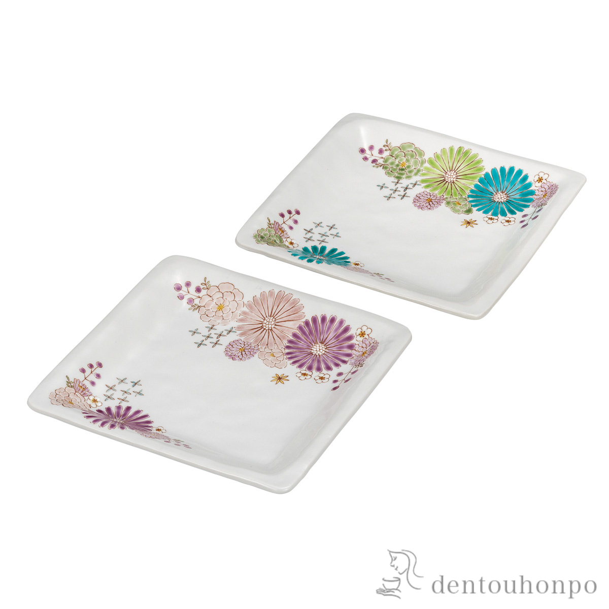 【送料無料】ペア皿 華 色絵 遊 6.3号≪在庫確認後、通常即日で出荷≫ ( プレート おつまみ 料理 和食 洋食 九谷焼 )