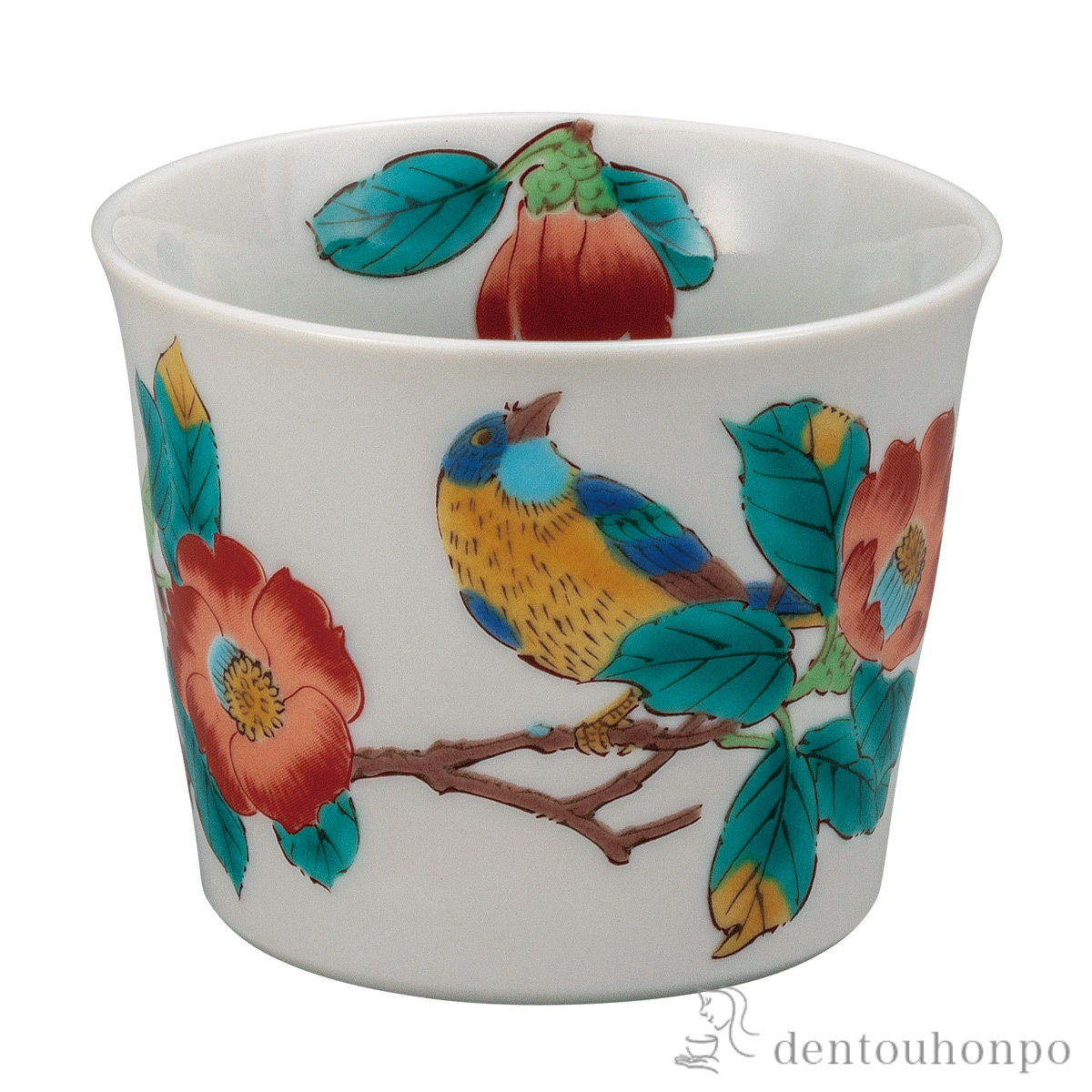 そば猪口 椿に鳥≪在庫確認後、通常即日で出荷≫ ( そばちょこ コップ 蕎麦猪口 冷酒カップ 来客用 九谷焼 )