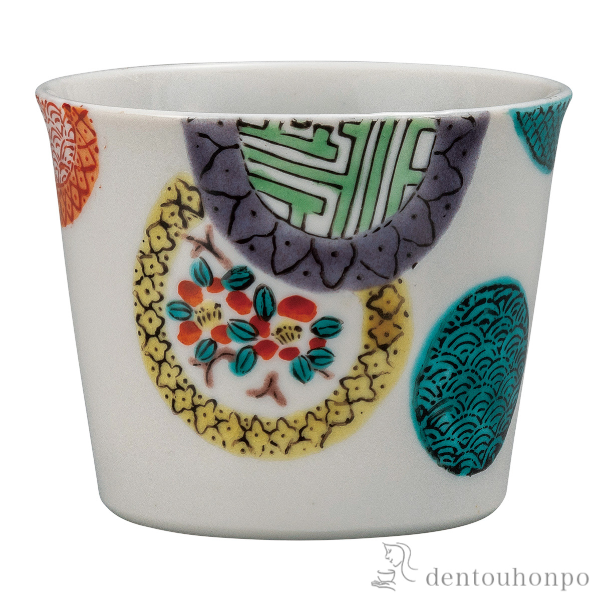 【送料無料】そば猪口 色絵丸紋≪在庫確認後、通常即日で出荷≫ ( そばちょこ コップ 蕎麦猪口 冷酒カップ 来客用 九谷焼 )