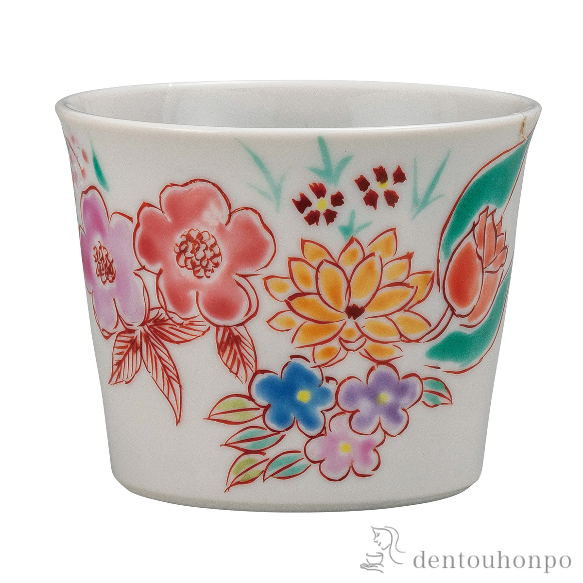 【送料無料】そば猪口 花園≪在庫確認後、通常即日で出荷≫ ( そばちょこ コップ 蕎麦猪口 冷酒カップ 来客用 九谷焼 )