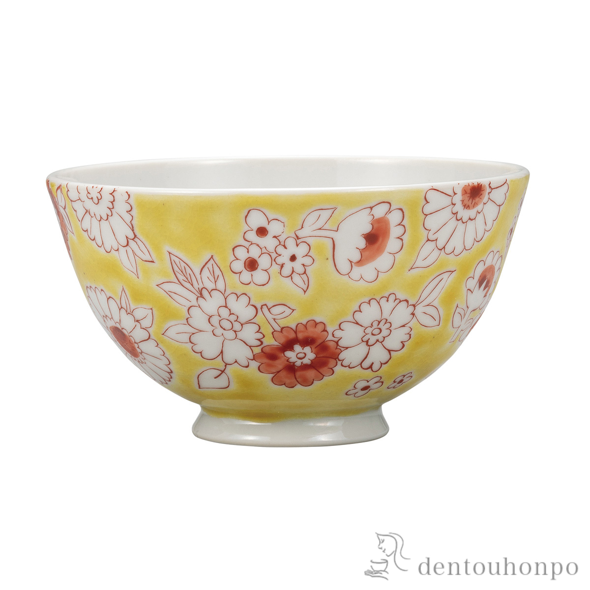 軽量飯碗 フラワーシャワー 黄色≪在庫確認後、通常即日で出荷≫ ( ごはん 白ご飯 お茶碗 飯碗 おすすめ 九谷焼 )