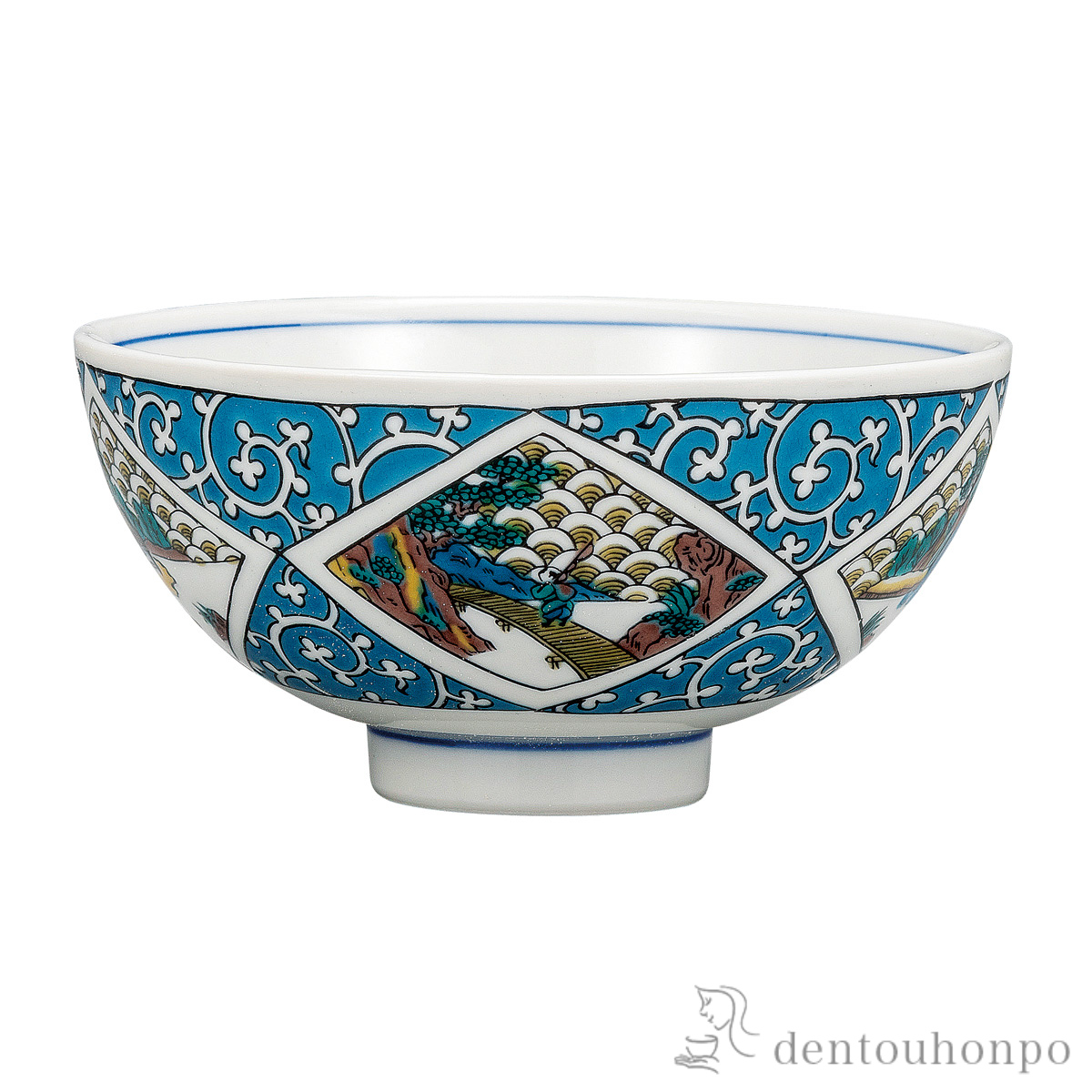 【送料無料】飯碗 唐草山水≪在庫確認後、通常即日で出荷≫ ( ごはん 白ご飯 お茶碗 飯碗 おすすめ 九谷焼 )