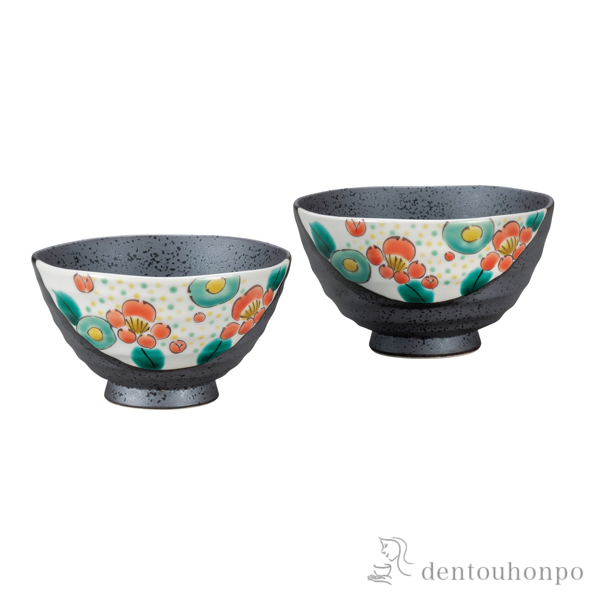 組飯碗 花ちらし≪在庫確認後、通常即日で出荷≫ ( ギフト プレゼント ご飯茶碗 結婚祝い おすすめ 九谷焼 )