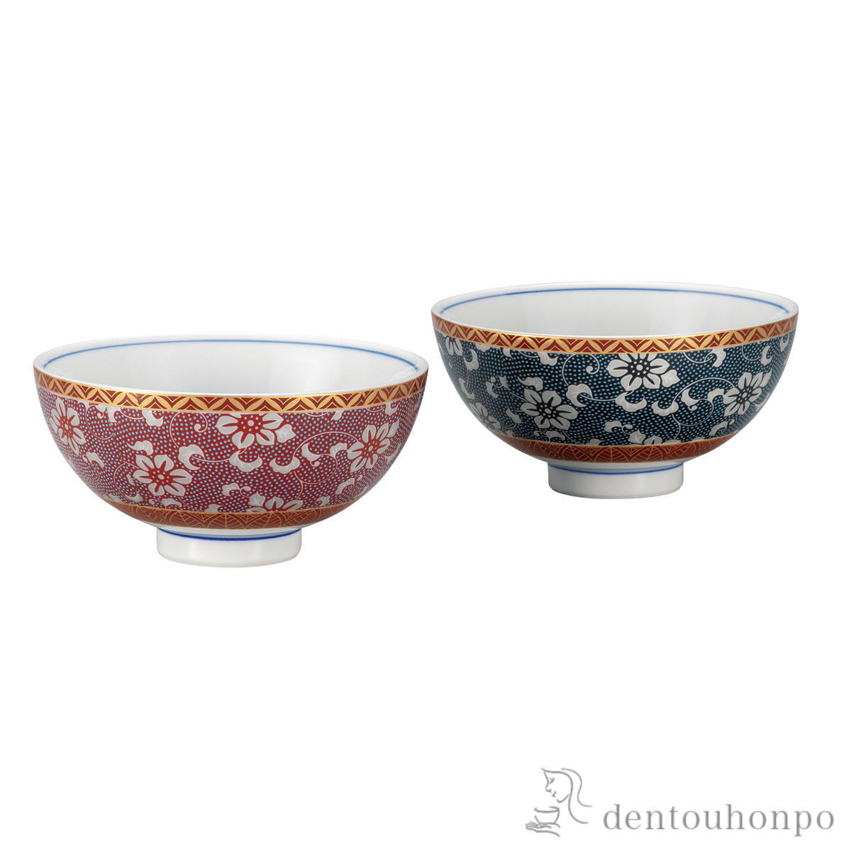 【送料無料】組飯碗 鉄仙紋≪在庫確認後、通常即日で出荷≫ ( ギフト プレゼント ご飯茶碗 結婚祝い おすすめ 九谷焼 )