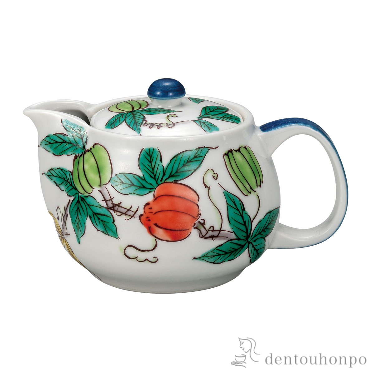 ポット急須 からす瓜 茶こし網付≪在庫確認後、通常即日で出荷≫ ( ティーポット お茶 煎茶 日本茶 おすすめ 九谷焼 )